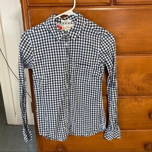 H&M Plaid Button Down, Fitted, Blue & White